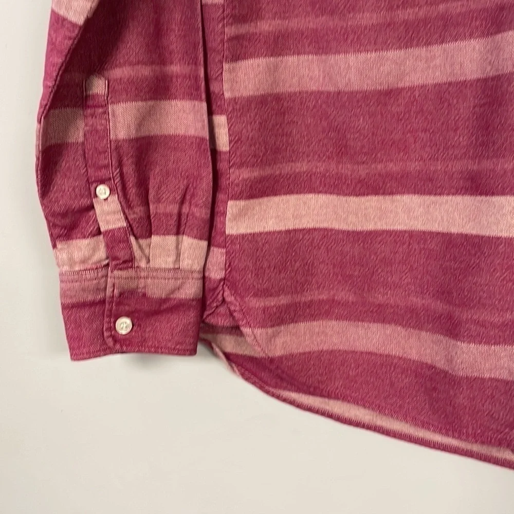 J Crew striped button down shirt, XS, Roomy, plum & lavender, heavy fabric